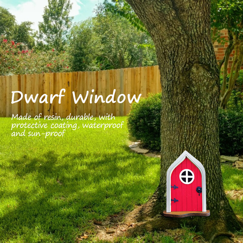 Дървена миниатюрна фея джудже прозорец врата гном изкуство двор градина статуи декор изкуство скулптура декорация аксесоари