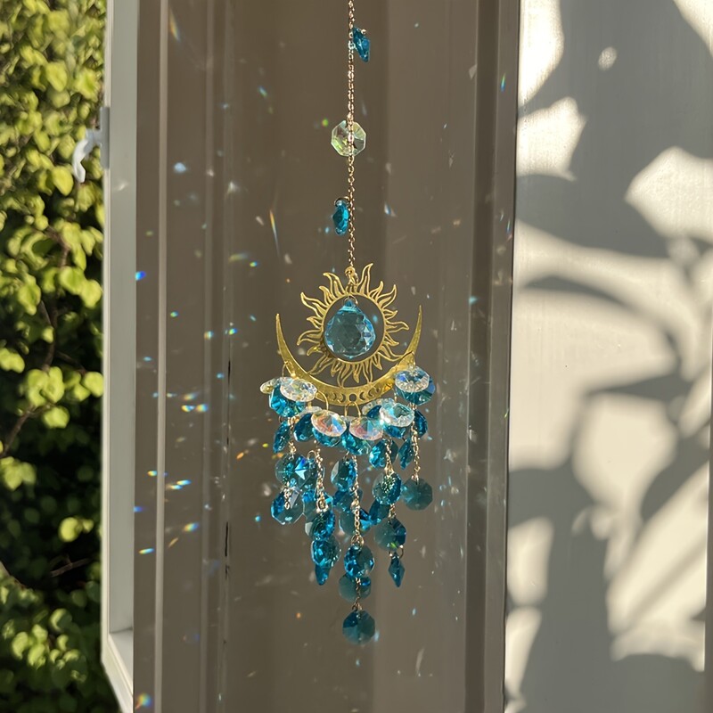1бр градински комплект светлинни орнаменти пламък луна слънце кристал уловител на слънце звънче на вятъра висящи декорации висящи орнаменти