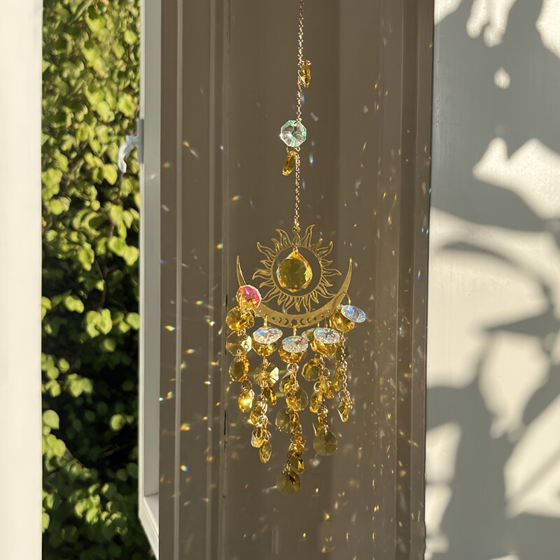 1бр градински комплект светлинни орнаменти пламък луна слънце кристал уловител на слънце звънче на вятъра висящи декорации висящи орнаменти