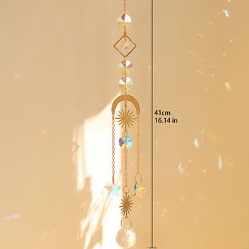 Crystal Suncatcher Butterfly Moth Moon Prism Crystal Hanging Light Catcher Rainbow Maker Διακόσμηση εξωτερικού χώρου Νεράιδα Διακόσμηση κήπου