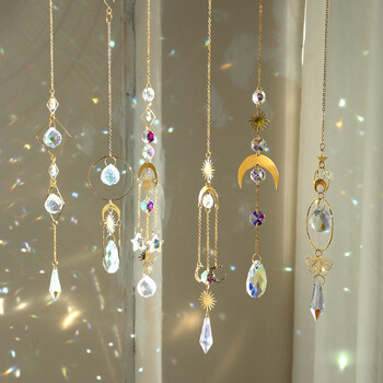 Crystal Suncatcher Butterfly Moth Moon Prism Crystal Hanging Light Catcher Rainbow Maker Διακόσμηση εξωτερικού χώρου Νεράιδα Διακόσμηση κήπου