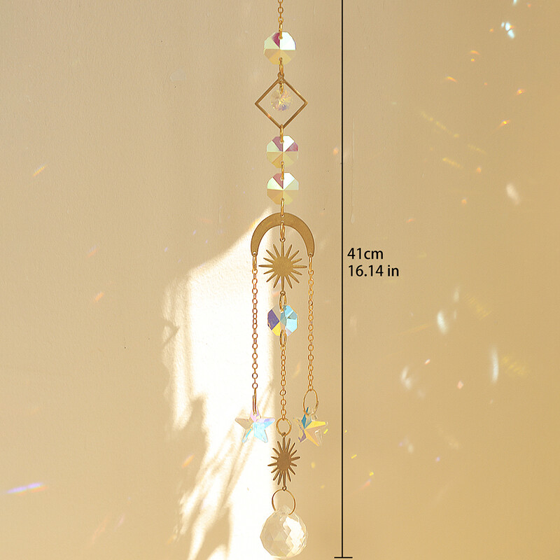 Crystal Suncatcher Butterfly Moth Moon Prism Crystal Vising Light Catcher Rainbow Maker Външен декор Фея Декорация на градината