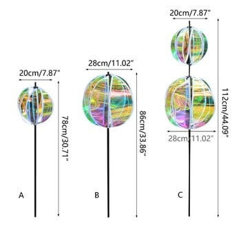 Ανακλαστικοί ρόδες κήπου με πασσάλους Απωθητικά πουλιών SparklysPinwheel Ανεμόμυλος Προστασία φυτών Διακόσμηση κήπου με λουλούδια B03E
