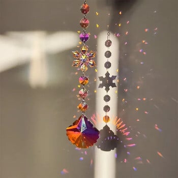 Snowflake Suncatcher crystal Κρεμαστό κρεμαστό κρύσταλλο Wind Chimes Κρυστάλλινη αλυσίδα για παράθυρο Χριστουγεννιάτικο Δέντρο Διακόσμηση κήπου σπιτιού