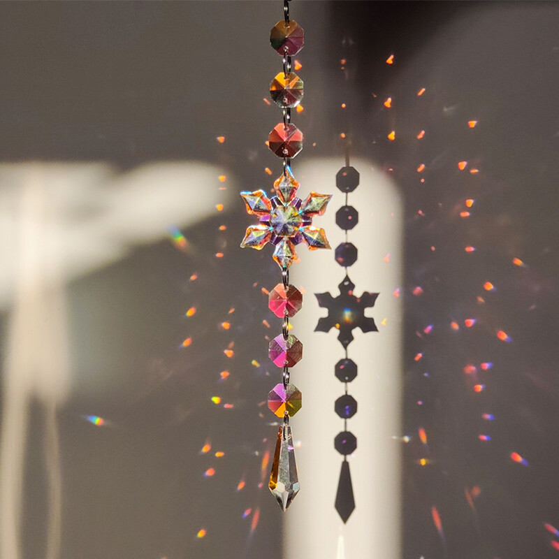 Снежинка Suncatcher кристал Висящ кристал Висулка Вятърни камбанки Кристална верига за прозорец Коледно дърво Декорация на домашна градина