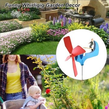 Funny Garden Whirligig Decor Yard Art Wind Spinner Garden Windmill Lawn Pinwheel Yard Stake for Yard Lawn Garden Decor