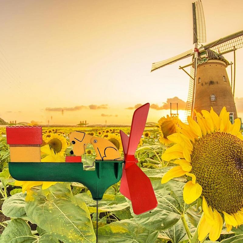 Смешна градинска въртележка Декорация на дворно изкуство Wind Spinner Градинска вятърна мелница Тревна площ Колец за двор за тревна площ Градински декор