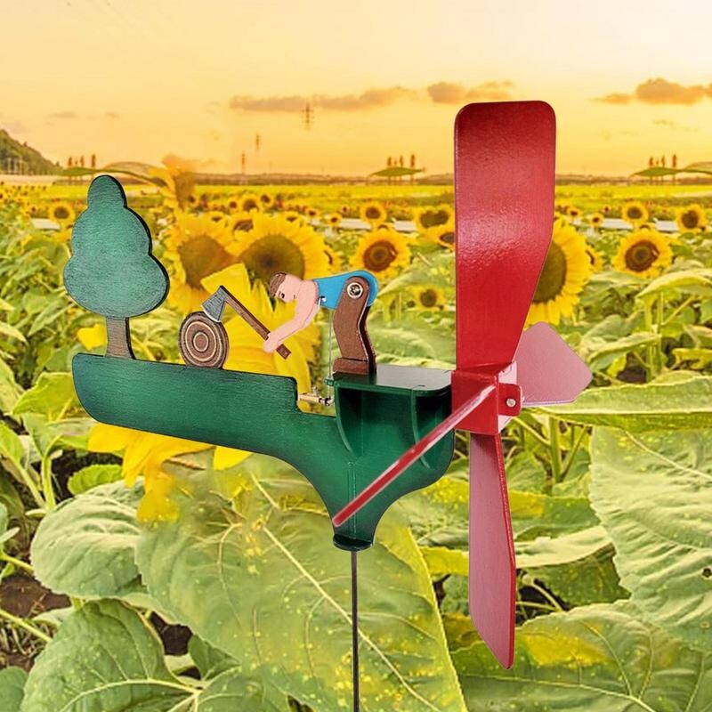 Смешна градинска въртележка Декорация на дворно изкуство Wind Spinner Градинска вятърна мелница Тревна площ Колец за двор за тревна площ Градински декор