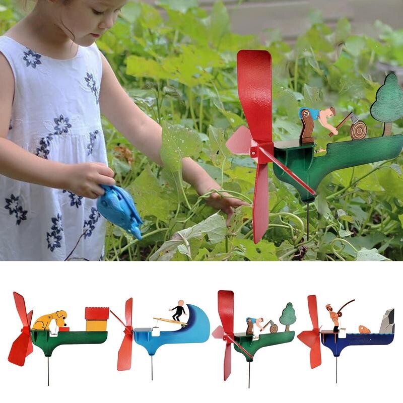 Смешна градинска въртележка Декорация на дворно изкуство Wind Spinner Градинска вятърна мелница Тревна площ Колец за двор за тревна площ Градински декор