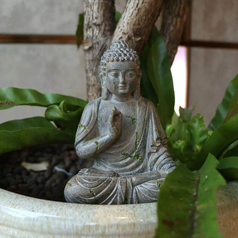 Статуя на Буда Медитираща градина Японска фигурка на Буда Дзен Градина Декорации на открито Скулптура Ганеша Орнаменти за домашен двор