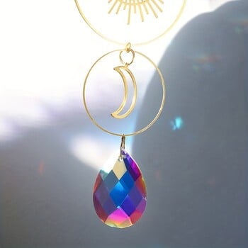 1 бр Crystal Suncatcher Декоративни занаяти AB Цветна кристална топка Луна Слънце Висулка Градинска декорация от кристал