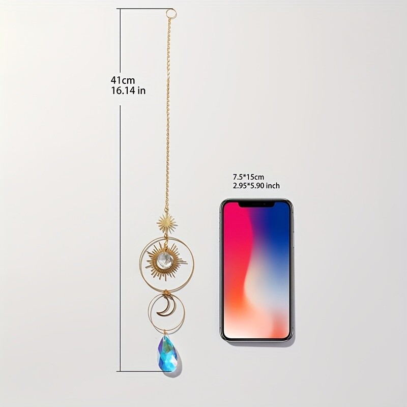 1 бр Crystal Suncatcher Декоративни занаяти AB Цветна кристална топка Луна Слънце Висулка Градинска декорация от кристал