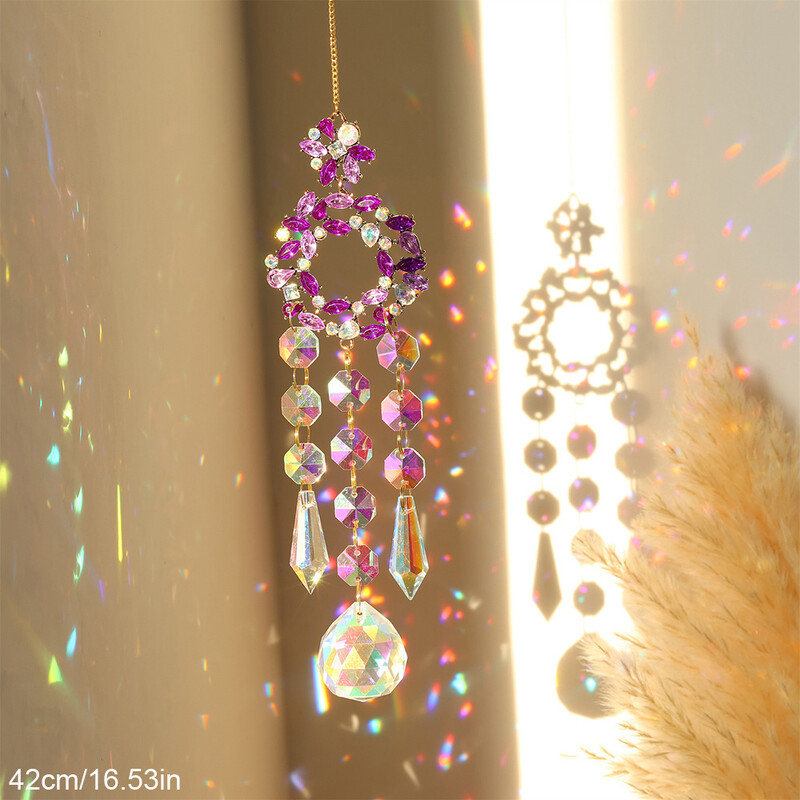 Crystal Suncatcher Висящи стъклени призми за прозорец Двор Декорация на градината Light Sun Catcher Room Rainbow Atrapasol Pendant Decor