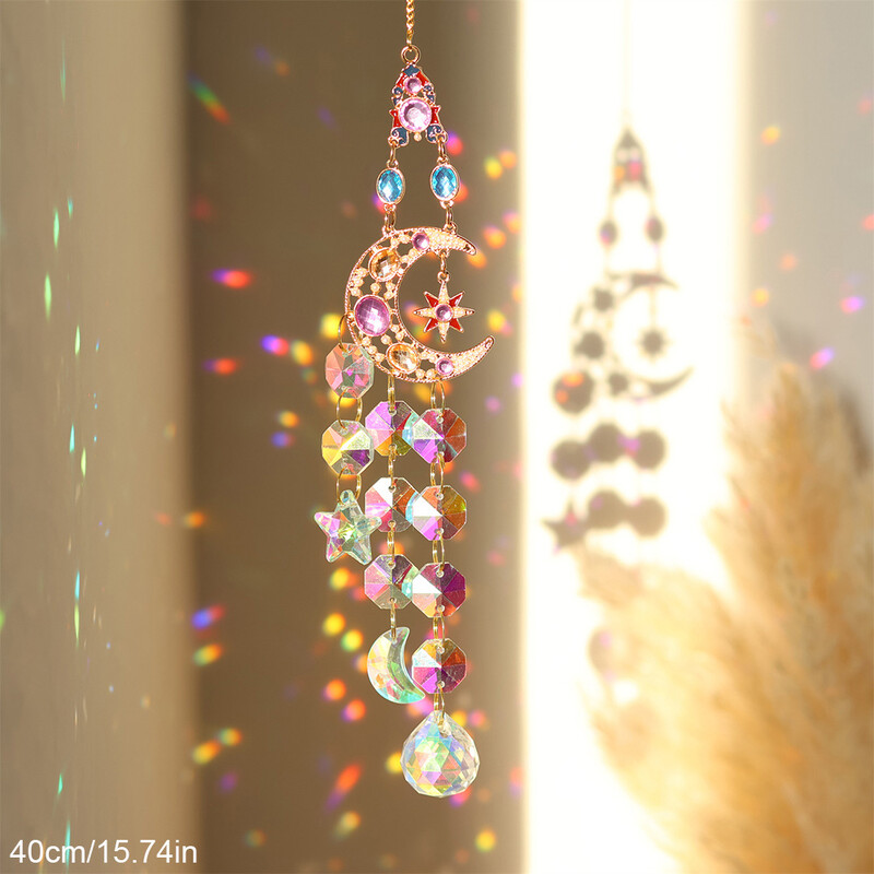 Crystal Suncatcher Висящи стъклени призми за прозорец Двор Декорация на градината Light Sun Catcher Room Rainbow Atrapasol Pendant Decor