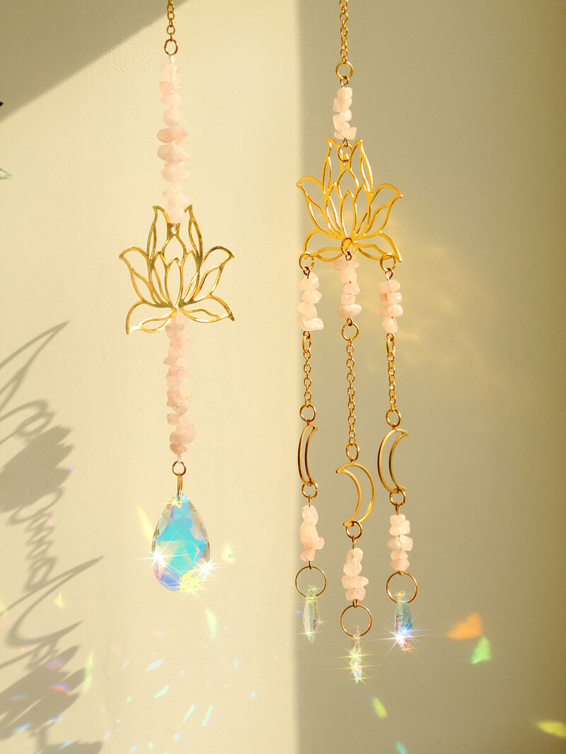 2 kom Crystal Suncatcher Lotus Pink Purple Viseći dekor Rainbow Maker Suncatchers Kristali Vitraji Vanjski dekori