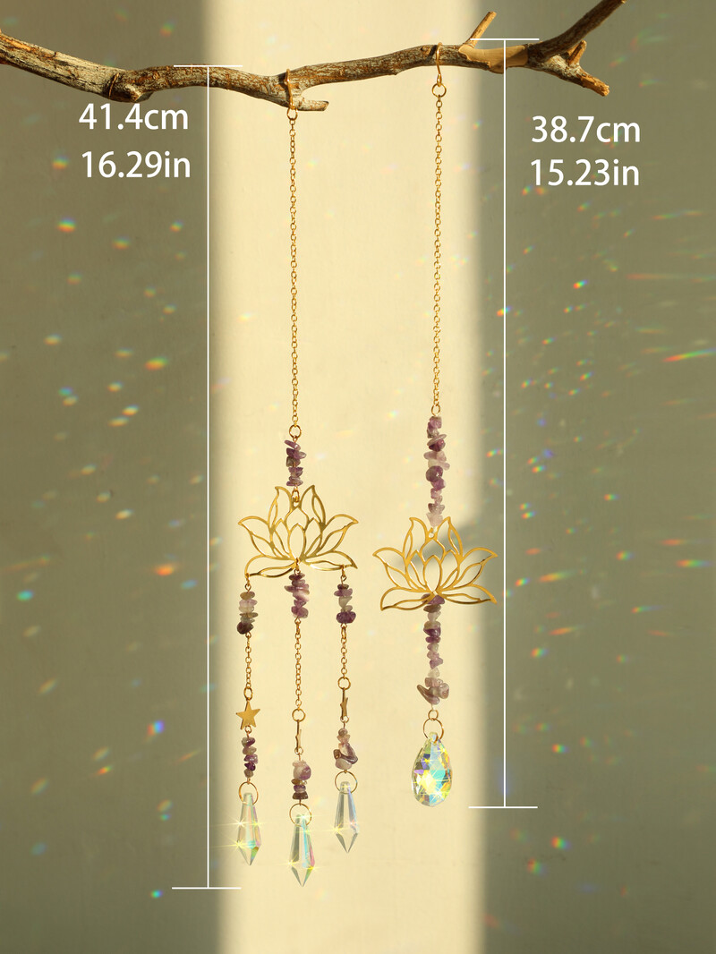 2 kom Crystal Suncatcher Lotus Pink Purple Viseći dekor Rainbow Maker Suncatchers Kristali Vitraji Vanjski dekori