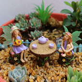 1 Σετ Καλοκαιρινό Tea Party Vacation Flower Fairy, Ενδιαφέρουσα προσομοίωση σκηνής Μικροτοπία Διακόσμηση άγαλμα, Υπαίθριος κήπος με νεράιδες