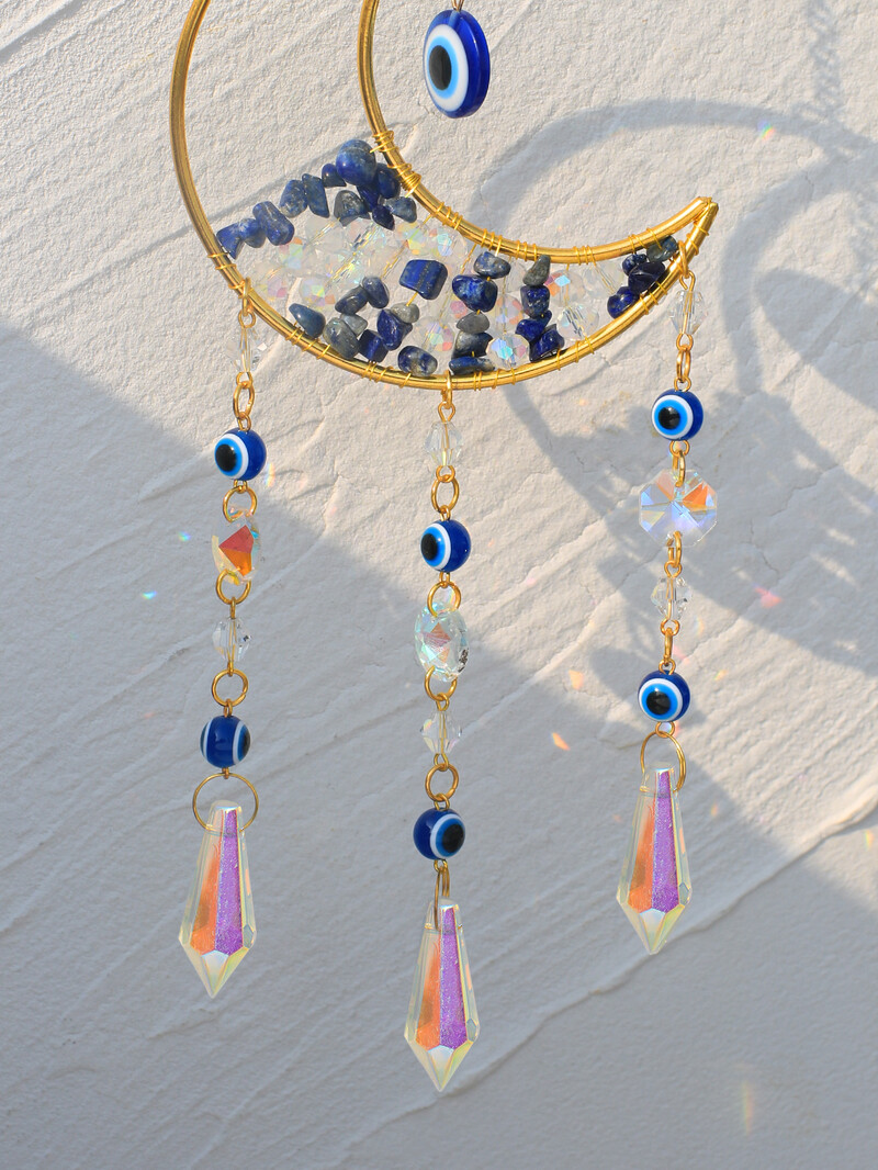 Suncatcher for Window Moon Crystal Wind Chime Prism Висяща на стена Rainbow Maker Light Catcher Градинска декорация Подарък за изкуство на открито