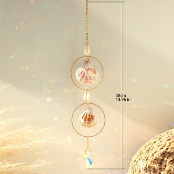 Κοχύλια Sun Catcher Κρύσταλλο Rainbow Prism Διακόσμηση Κήπου Sun Catcher Crystal Light Catcher Πραγματικό Στολίδι για Κρεμαστό Παράθυρο Conch