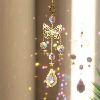 1 бр. Butterfly Crystal Sun Catcher - отразяващи светлини със стъклена призма за декорация на дома, градината и автомобила