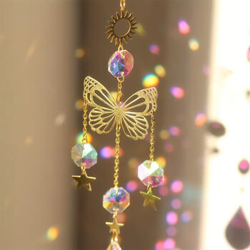 1 бр. Butterfly Crystal Sun Catcher - отразяващи светлини със стъклена призма за декорация на дома, градината и автомобила