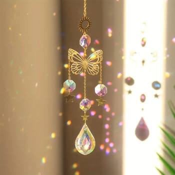 1 бр. Butterfly Crystal Sun Catcher - отразяващи светлини със стъклена призма за декорация на дома, градината и автомобила