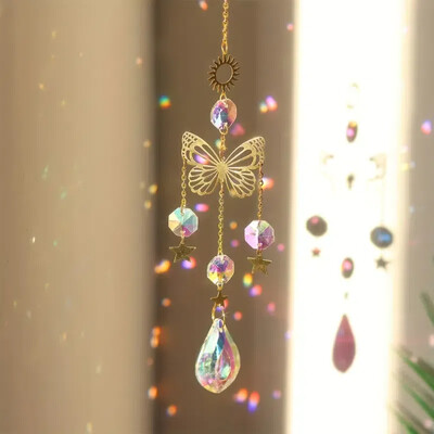 1 τεμ. Butterfly Crystal Sun Catcher - Γυάλινα φώτα που αντανακλούν πρίσμα για διακόσμηση σπιτιού, κήπου και αυτοκινήτου