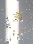 Lotus Crystal Sun Catcher με 3 ουρά Bead Streamers Light Catcher Suncatcher κήπου Διακοσμητικά αυτοκινήτων Wind Chimes Διακοσμητικά εξωτερικού χώρου