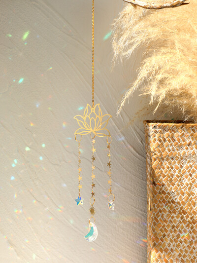 Lotus Crystal Sun Catcher με 3 ουρά Bead Streamers Light Catcher Suncatcher κήπου Διακοσμητικά αυτοκινήτων Wind Chimes Διακοσμητικά εξωτερικού χώρου