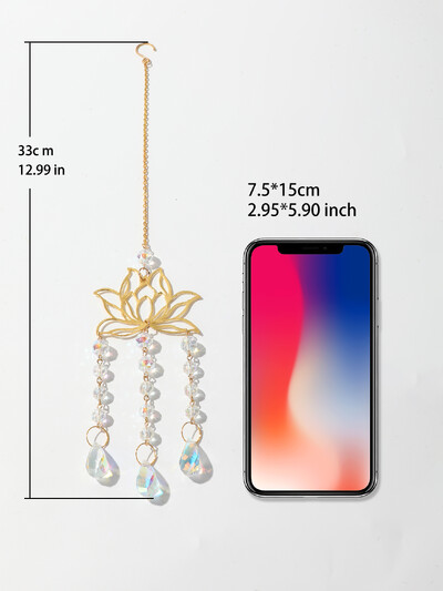 Lotus Crystal Sun Catcher με 3 ουρά Bead Streamers Light Catcher Suncatcher κήπου Διακοσμητικά αυτοκινήτων Wind Chimes Διακοσμητικά εξωτερικού χώρου