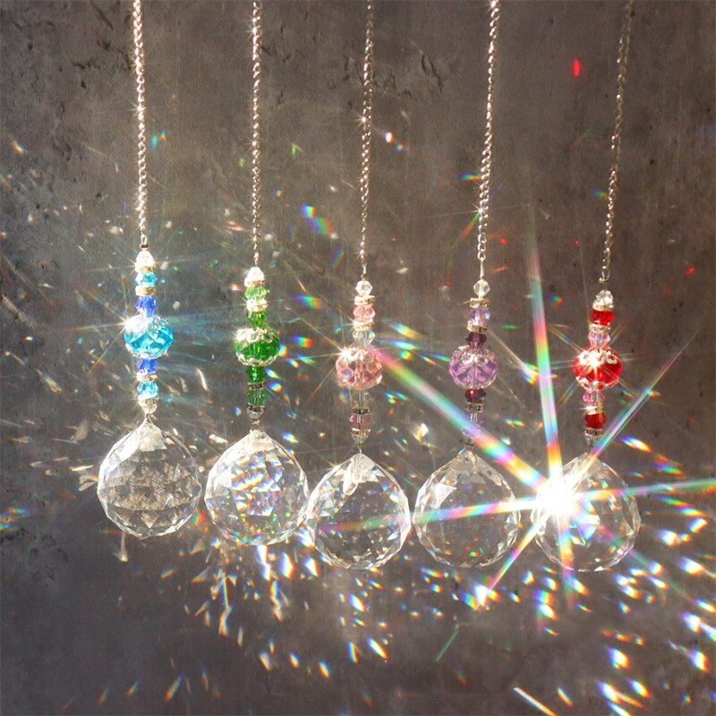 Sun Catcher Crystal Chandelier Decor Витражна стъклена топка Висяща висяща лампа Catcher Светлоотражателна декорация за домашна градина Двор
