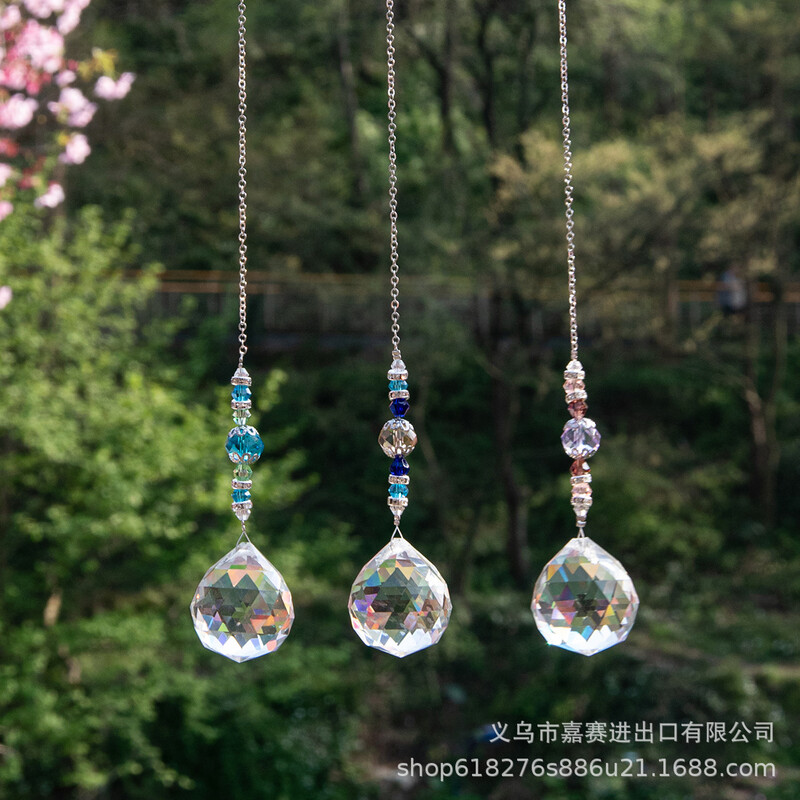 Sun Catcher Crystal Chandelier Decor Витражна стъклена топка Висяща висяща лампа Catcher Светлоотражателна декорация за домашна градина Двор