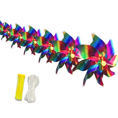 Bird Repellent Pinwheels The Breeze Turns Reflektive Toy Wind Spinners Lengthen Colorful Bird Repellent Windmill for Outdoor