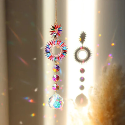 Κρυστάλλινα Suncatchers Πολύχρωμα Wind Chimes Κρεμαστά μενταγιόν Αστέρια Ήλιος Στεφάνια Πεταλούδες Κοσμήματα Ελαφριά που πιάνουν Διακόσμηση σπιτιού