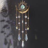 1 τεμ Gold Flame Moon Crystal μενταγιόν Sun Catcher Κρεμαστό στολίδι εξωτερικού χώρου κήπου Κρεμαστό στολίδι οροφής δωματίου