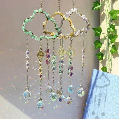 Нов Crystal Sun Catcher Cloud Window Wind Chime Висяща дъгова призма висулка Бижута Домашна градина Декорация Фестивални подаръци