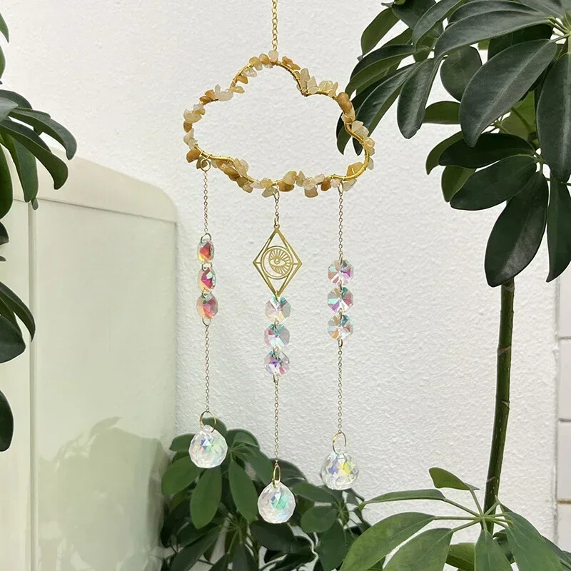 Нов Crystal Sun Catcher Cloud Window Wind Chime Висяща дъгова призма висулка Бижута Домашна градина Декорация Фестивални подаръци