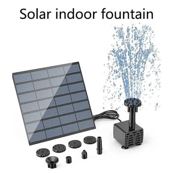 Solar Bird Bath Fountain 2,5W, Solar Fountain Pump for Bird Bath with 6 Nozzles, Solar Powered Water Sound for Garde