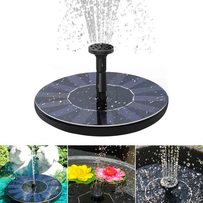 Solar Bird Bath Fountain 2,5W, Solar Fountain Pump for Bird Bath with 6 Nozzles, Solar Powered Water Sound for Garde