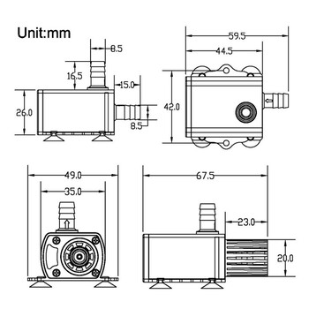 DC12V USB 5V мини 4 режима регулируема безчеткова водна помпа