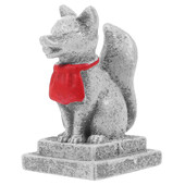 Inari Shrine Sacred Foxes Miniature Resin Γιαπωνέζικο άγαλμα αλεπούς Kitsune Fox Cake Topper Fairy Garden Moss Landscape Diy Crafts