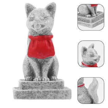 Inari Shrine Sacred Foxes Миниатюрна смола статуя на японска лисица Kitsune Fox Cake Topper Fairy Garden Moss Landscape Diy Crafts