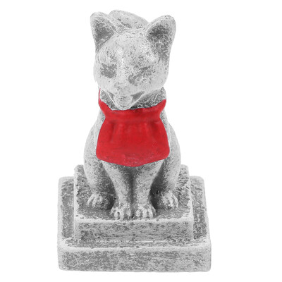Inari Shrine Sacred Foxes Miniature Resin Γιαπωνέζικο άγαλμα αλεπούς Kitsune Fox Cake Topper Fairy Garden Moss Landscape Diy Crafts