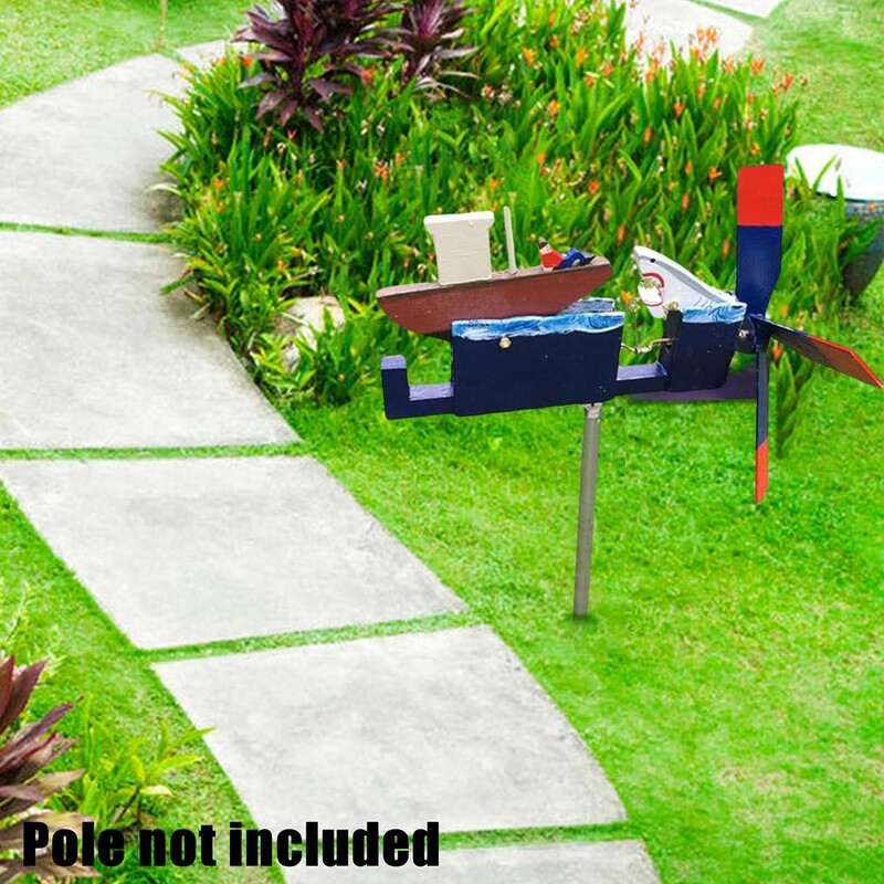 2024 Нова висококачествена вятърна мелница с акула Орнаменти за открит двор в градината Борово дърво Занаяти Декорация на вятърна мелница с акула