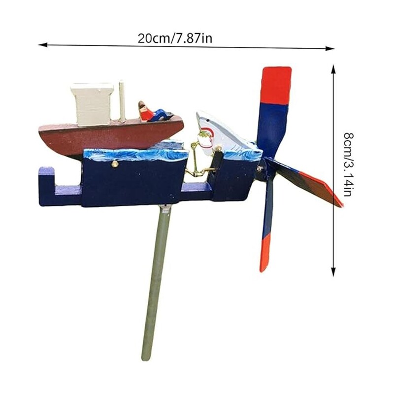 2024 Нова висококачествена вятърна мелница с акула Орнаменти за открит двор в градината Борово дърво Занаяти Декорация на вятърна мелница с акула