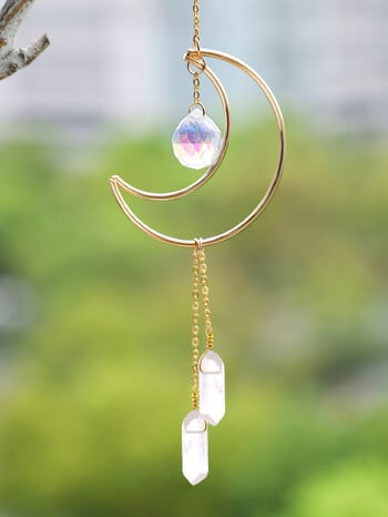 Suncatcher Pink Crystal Стенен Rainbow Maker Light Catcher Crystal Wind Chime Градинска декорация Външни орнаменти за кола Подарък