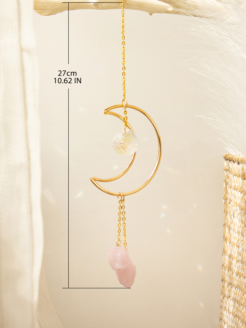 Suncatcher Pink Crystal Стенен Rainbow Maker Light Catcher Crystal Wind Chime Градинска декорация Външни орнаменти за кола Подарък
