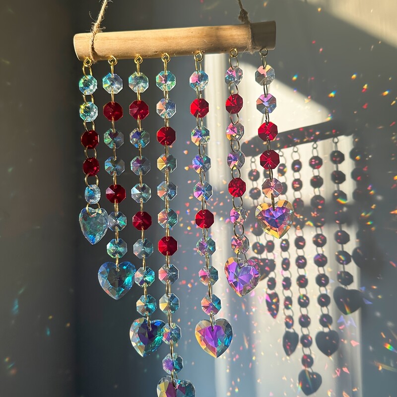 1бр Suncatcher Неправилна дървена пръчка Фентъзи Кристал Wind Chime Висулка Илюзия Декорация на дъгата Висяща декорация