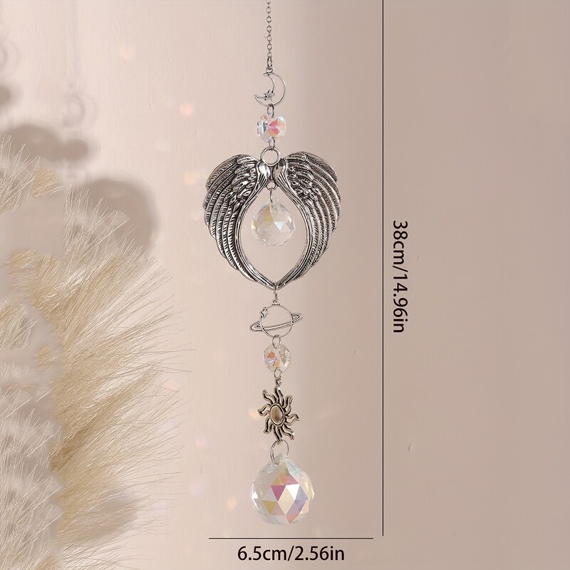 1 бр. Висяща декорация от кристална сплав Подарък Ангелски крила Домашно градинарство Декоративна стъклена призма Вятърен звън