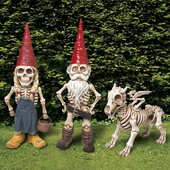 Scary Skeleton Gnome and Gnome Dog Garden Statue Halloween Party Decoration Resin Παιχνίδια ζώων Άγαλμα τρόμου Δημιουργία τρόμου